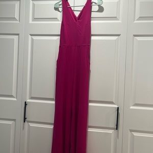 Crystal Sky bright pink  backless jumpsuit, size small.